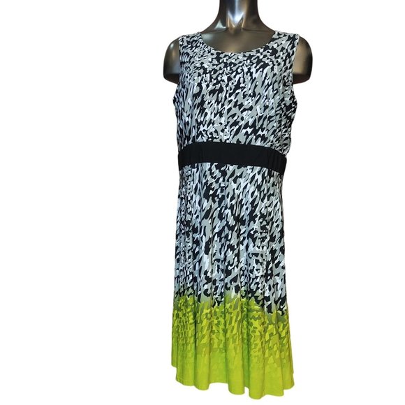 EMMA & MICHELE Womens XL Black White Yellow Sleeveless Summer Back Cutout Dress - Picture 1 of 4